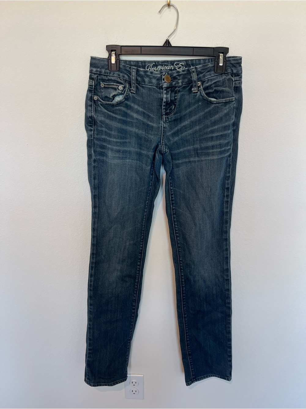 Y2K Vintage American Eagle Outfitters Low Rise Skinny Jeans in Dark Blue Wash